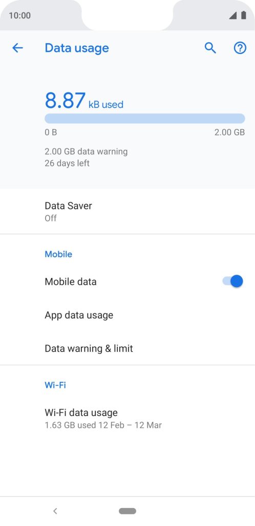 consumo de datos android